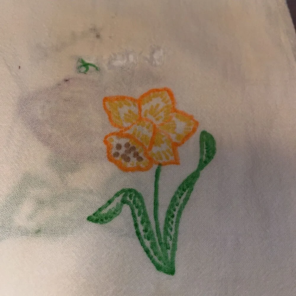 Vintage Lot Dish Cloths For Cutting Painted Flowers Cotton Stained Crafts Sewing